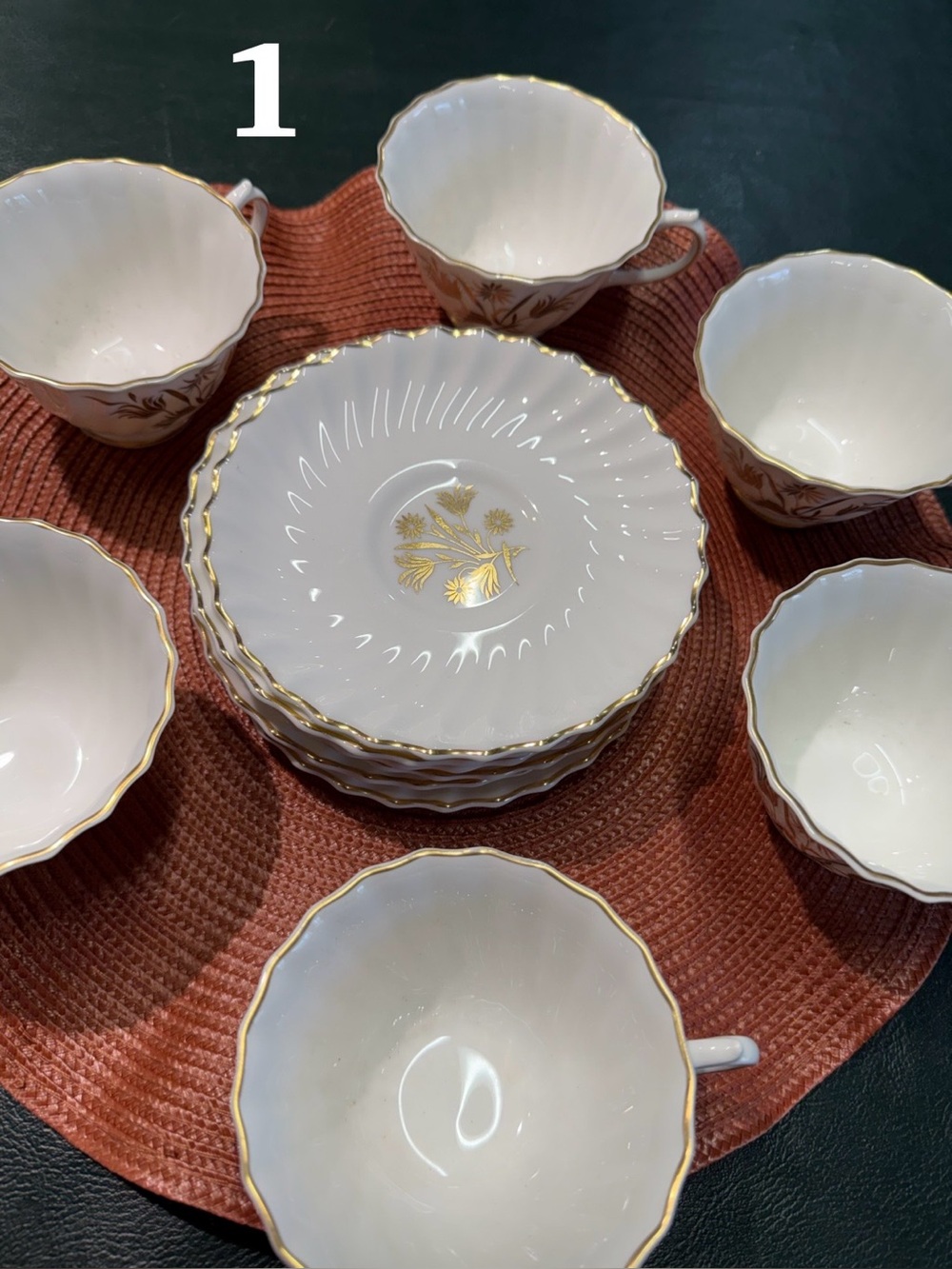 Royal Doulton White Porcelain Tea Cup and Saucer Set with Gold Trim